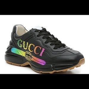 New Gucci rhynton black rainbow letters